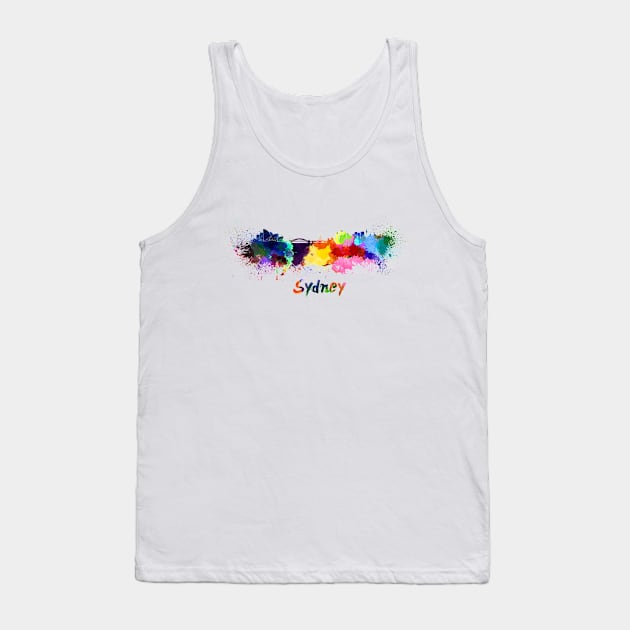 Sydney skyline in watercolor Tank Top by PaulrommerArt